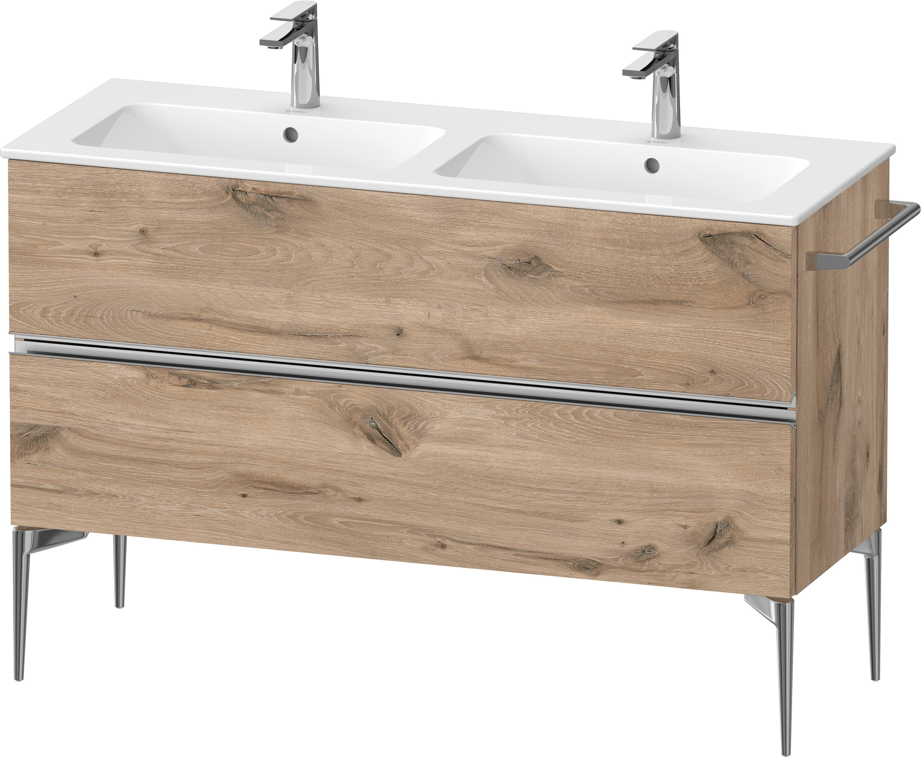 Darmowa Dostawa - Szafka 128x47.7x59.1 cm podumywalkowa wisząca dąb-chrom Duravit Sivida SV4647010550000