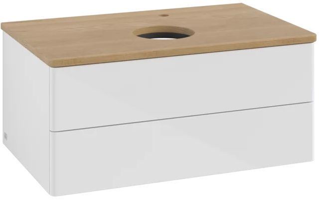 Darmowa Dostawa - Szafka z blatem 80x50x36 cm podumywalkowa wisząca biała-drewno Villeroy & Boch Antao K19051GF