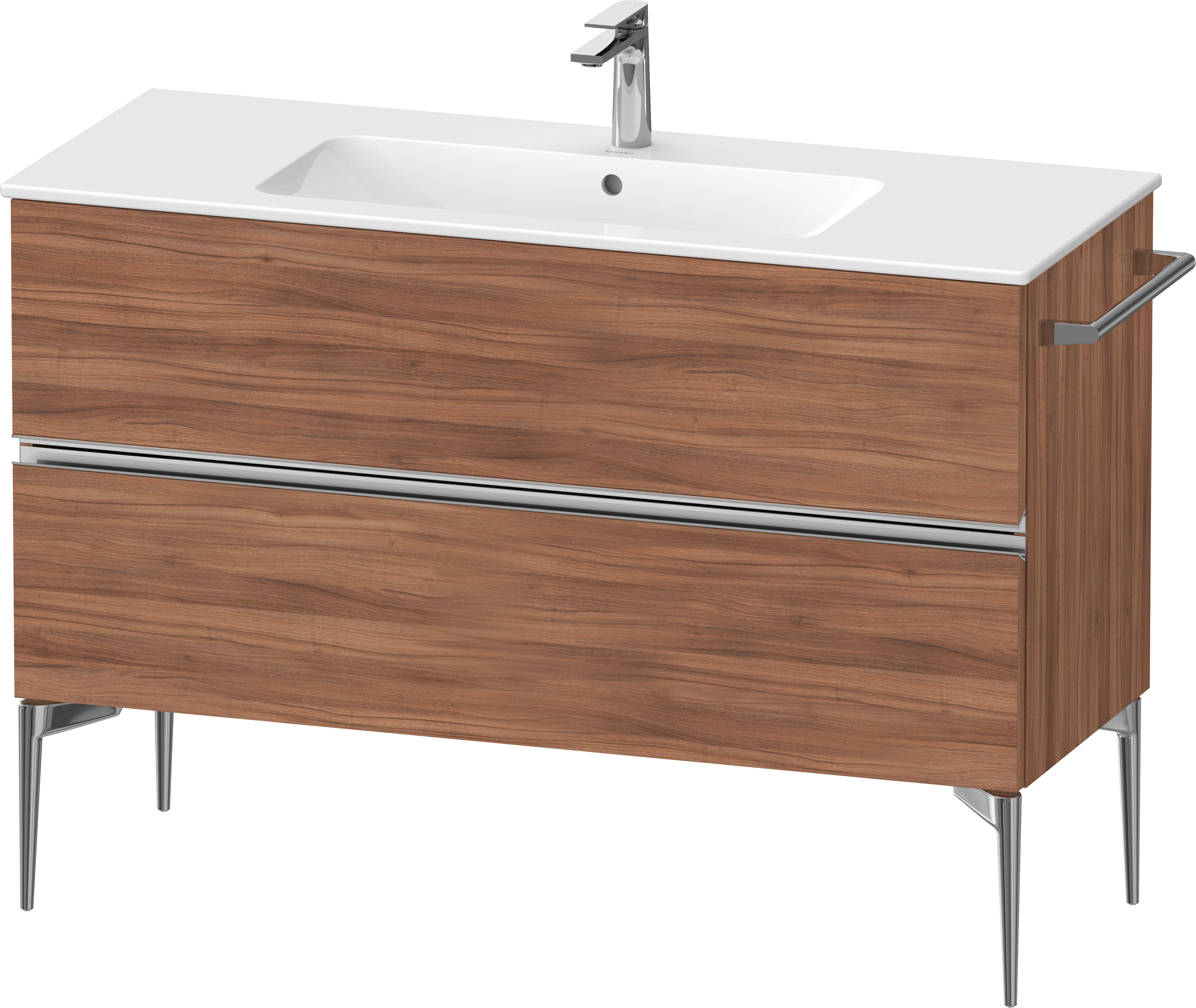 Darmowa Dostawa - Szafka 121x47.7x59.1 cm podumywalkowa wisząca orzech-chrom Duravit Sivida SV4646010790000