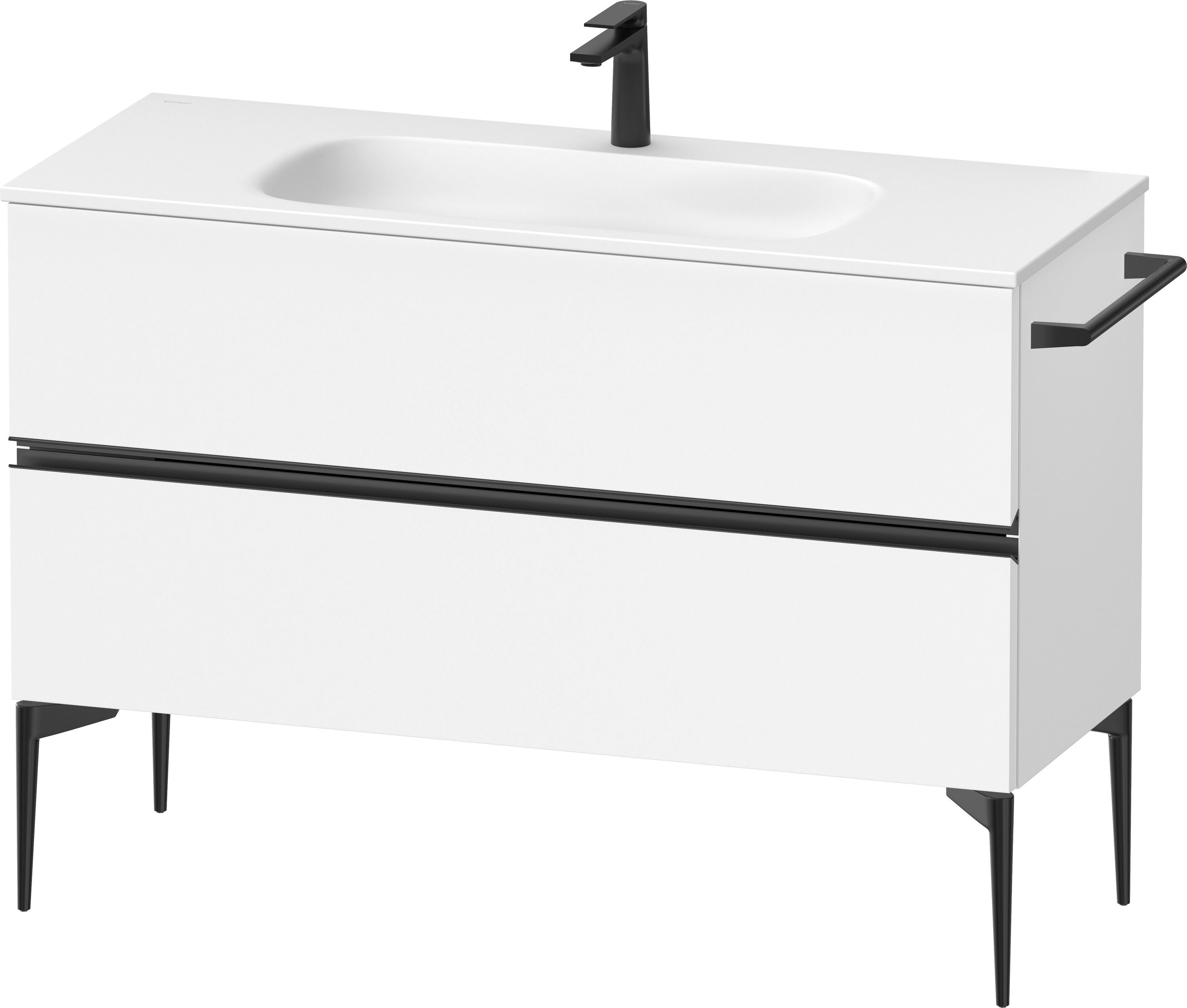 Darmowa Dostawa - Szafka 121x47.7x59.2 cm podumywalkowa wisząca biała-czarna Duravit Sivida SV46530BD180000