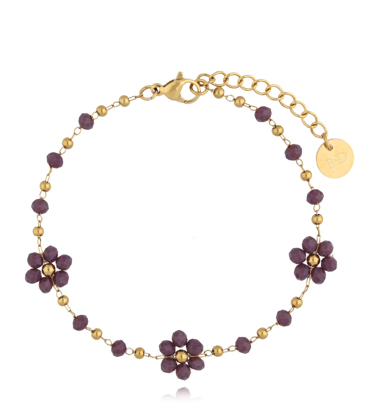 Bransoletka z fioletowymi kwiatkami Mini Bouquet - By Dziubeka