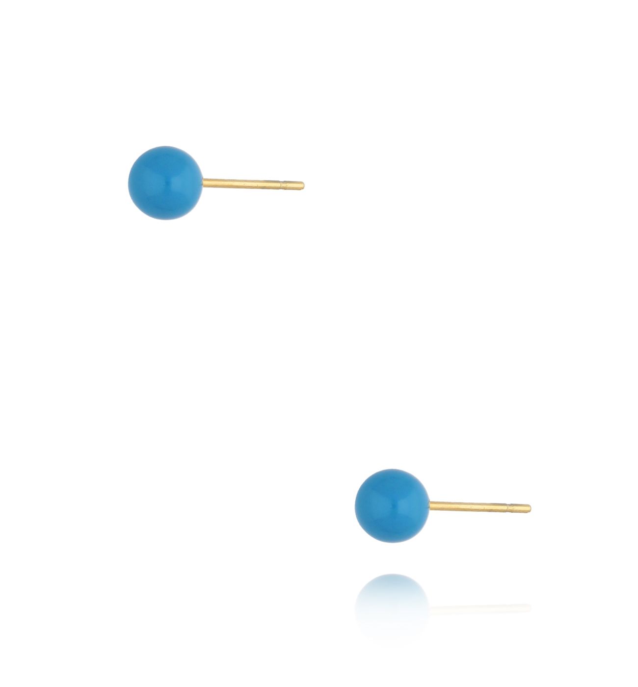Kolczyki złote kulki z niebieską emalią 5 mm Enamel Balls KSA1439
