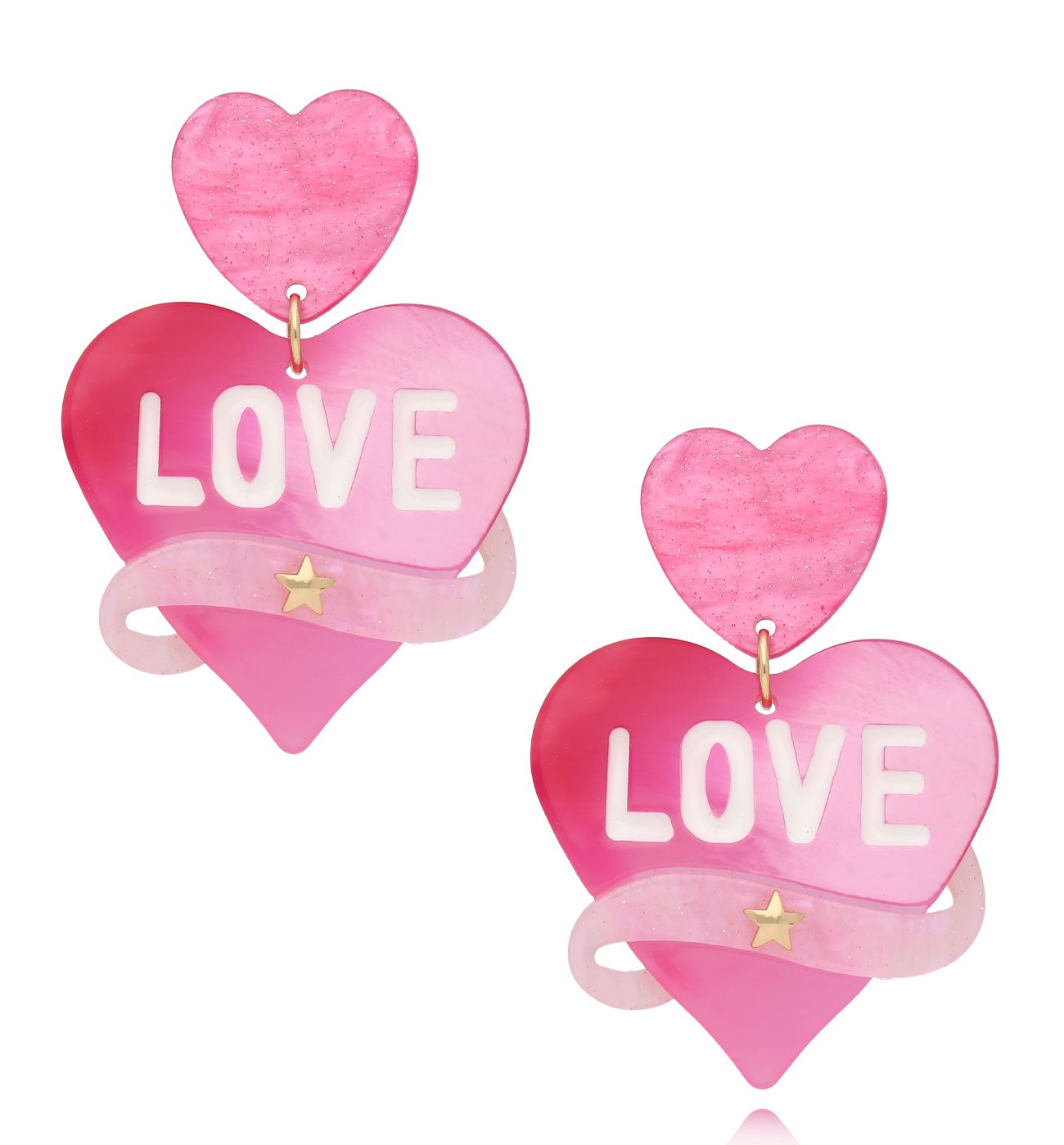 Kolczyki różowe z sercami Pink Lover KZA0254 - By Dziubeka