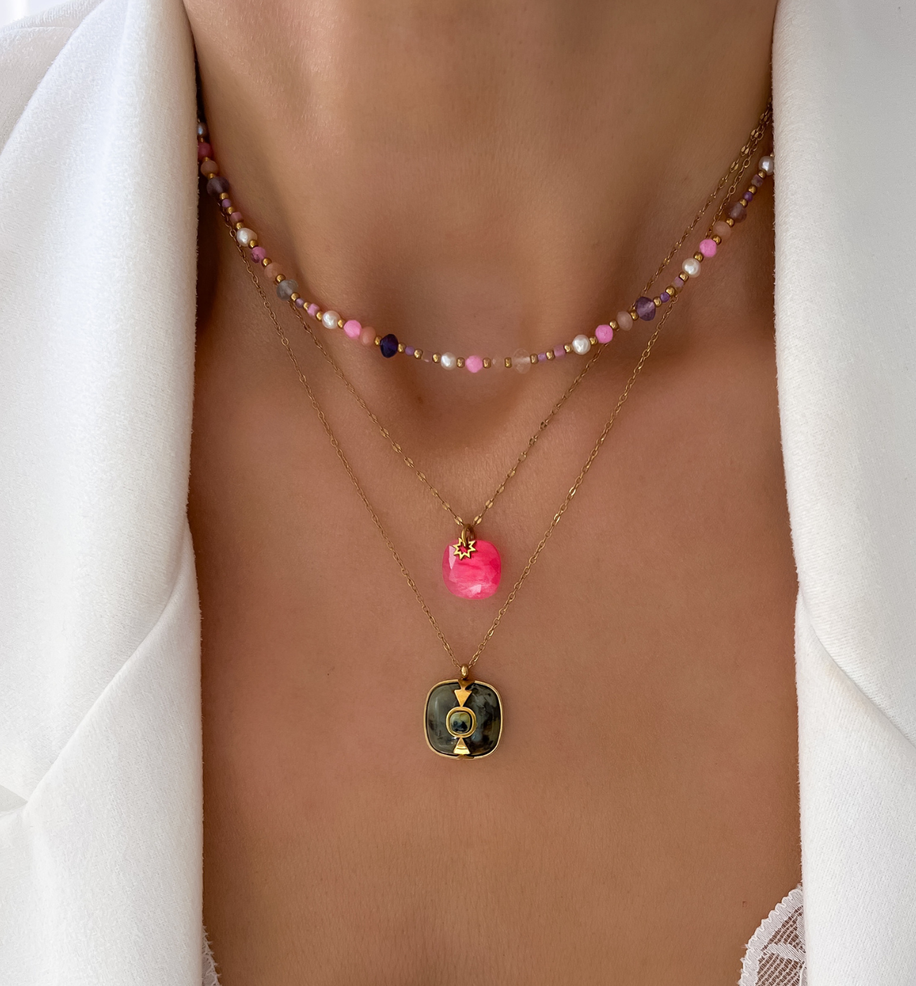 Zestaw kolorowych naszyjników Dark Rose Z0244