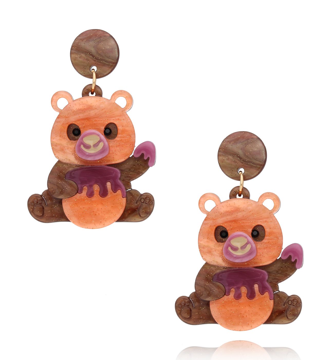Kolczyki z pomarańczowymi misiami Teddy Bear Lover KZA0258 - By Dziubeka