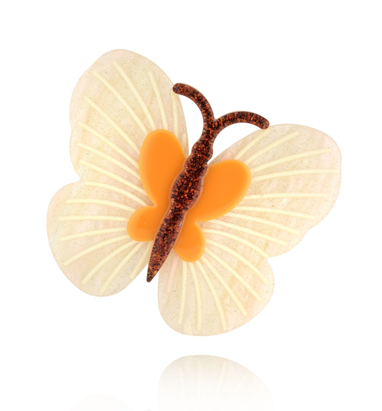 Broszka z motylem duża White Butterfly BRZA0079 - By Dziubeka