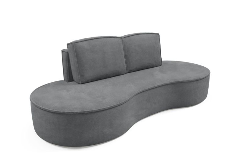 Sofa Bettso Flow zaokrąglone boki z poduszkami w tkaninie curio grafitowy 1szt.