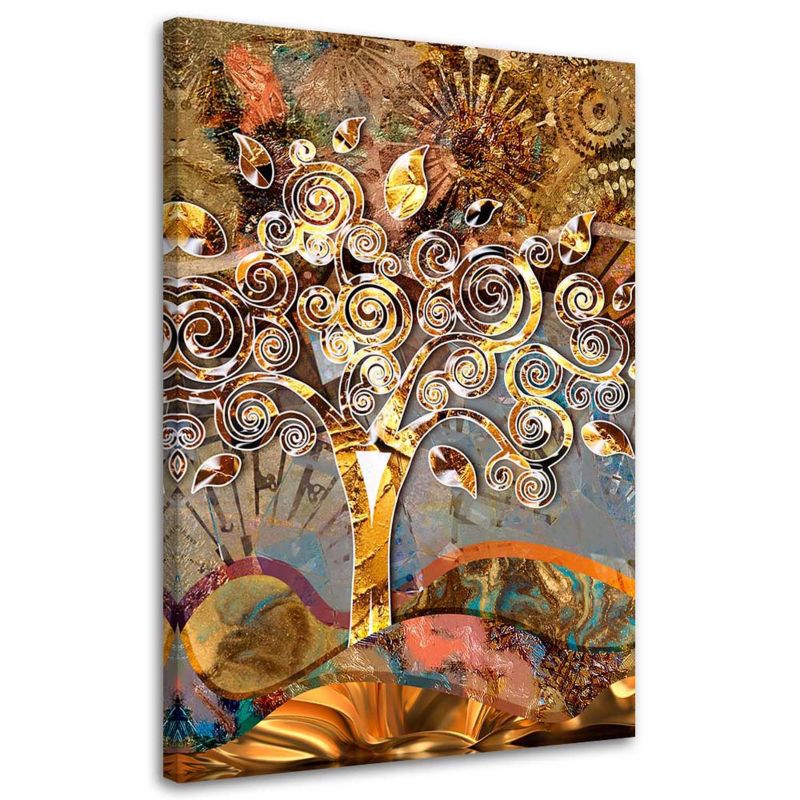 Obraz do salonu nowoczesny Feeby Drzewo miłości - G. Klimt reprodukcja Złoty 40x60cm 1szt