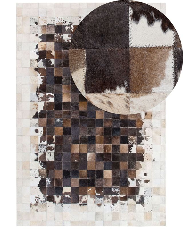Dywan patchwork skórzany 160 x 230 cm brązowo-beżowy Okculu 1 szt.