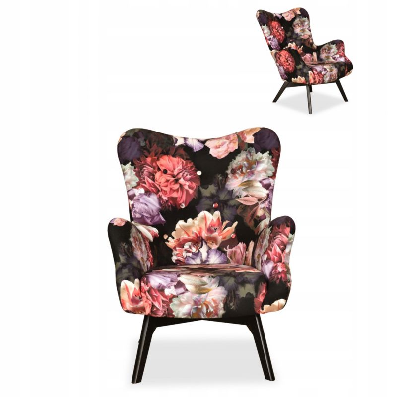 Fotel uszak do salonu Family Meble Luna Print piwonie 1szt