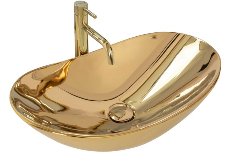 Umywalka Nablatowa Rea Royal Owalna Złoty 62X36X16Cm 1 Szt