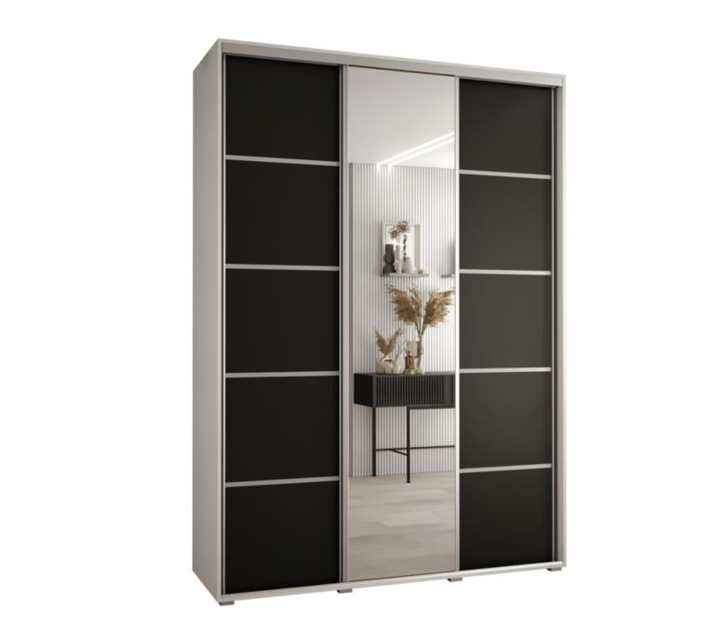 Szafa przesuwna Abiks DAVOS 5 wysoka szer.170cm gł.60cm biały/czarny/srebrny 1szt.