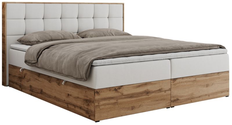 Łóżko kontynentalne MKS Meble ALBERO 1 180x200 H4 Biały ecoskóra 1szt.