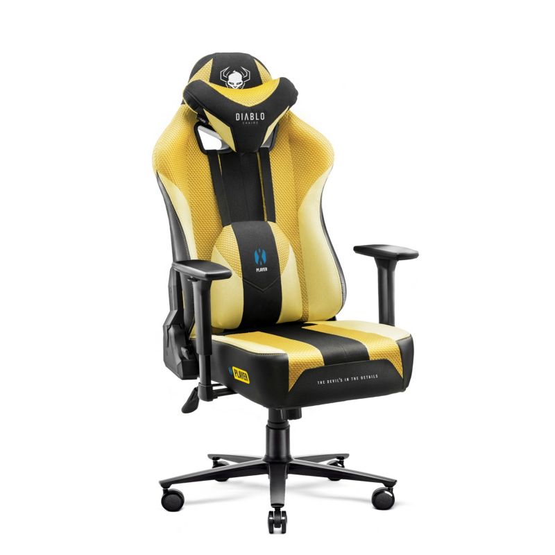 Fotel gamingowy biurowy materiałowy Diablo X-Player 2.0 żółto-czarny 1 szt