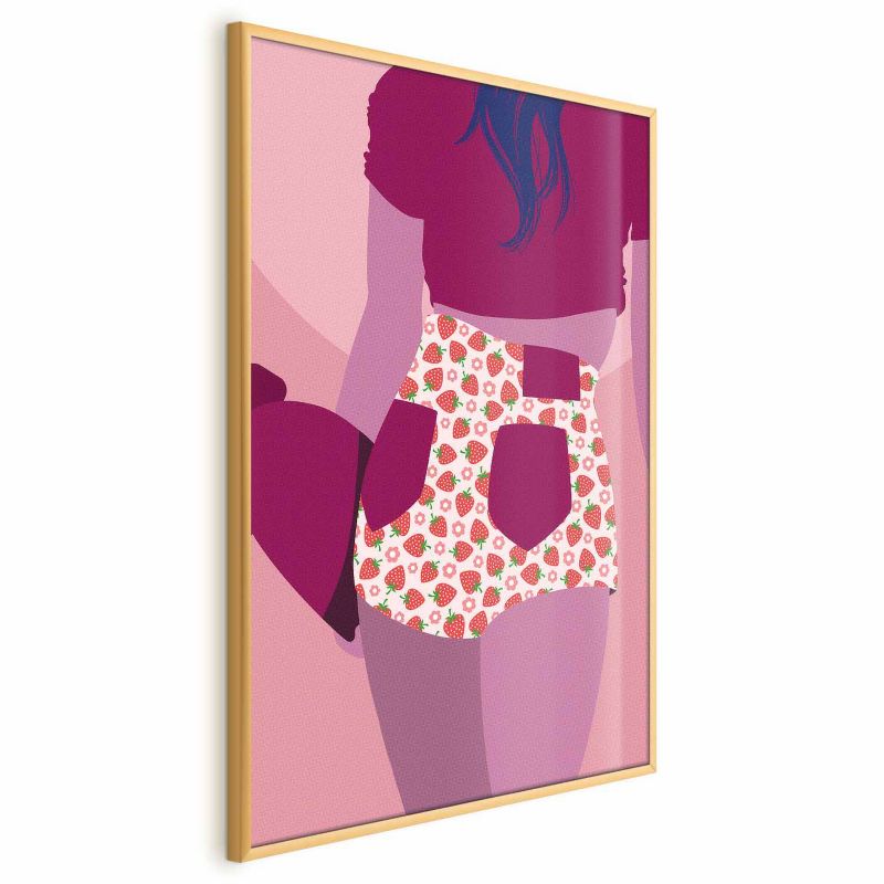 Plakat Artgeist Spodenki w truskawki 21x30 cm z ramą złotą 1 szt