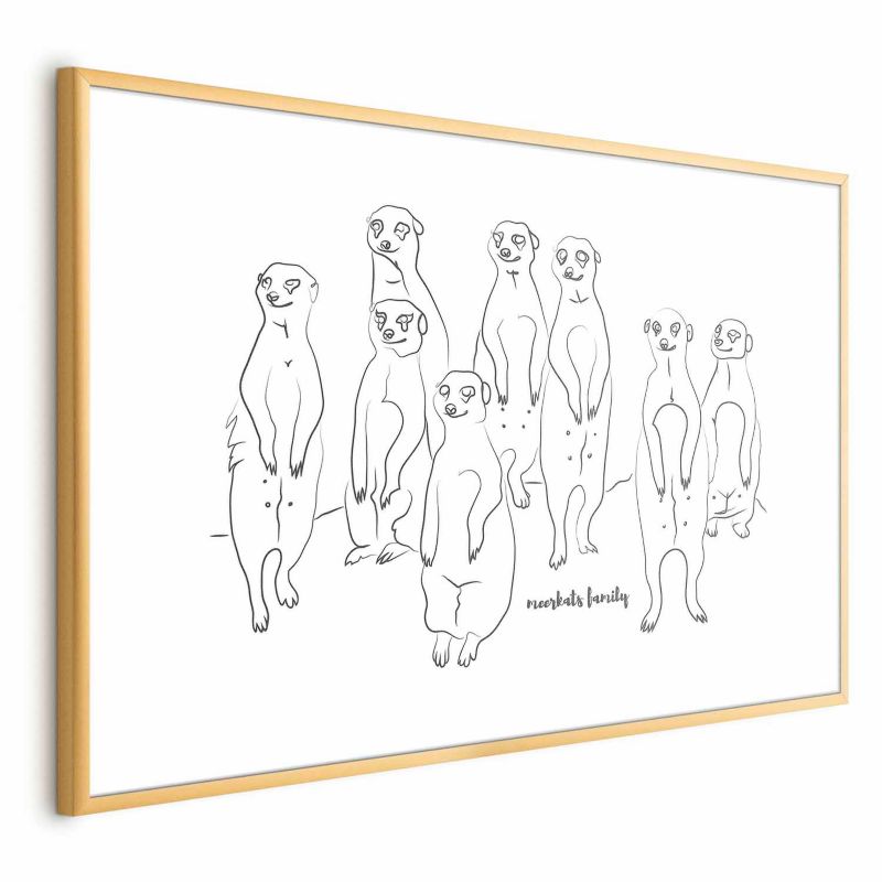 Plakat Artgeist Rodzina surykatek 30x21 cm z ramą złotą 1 szt