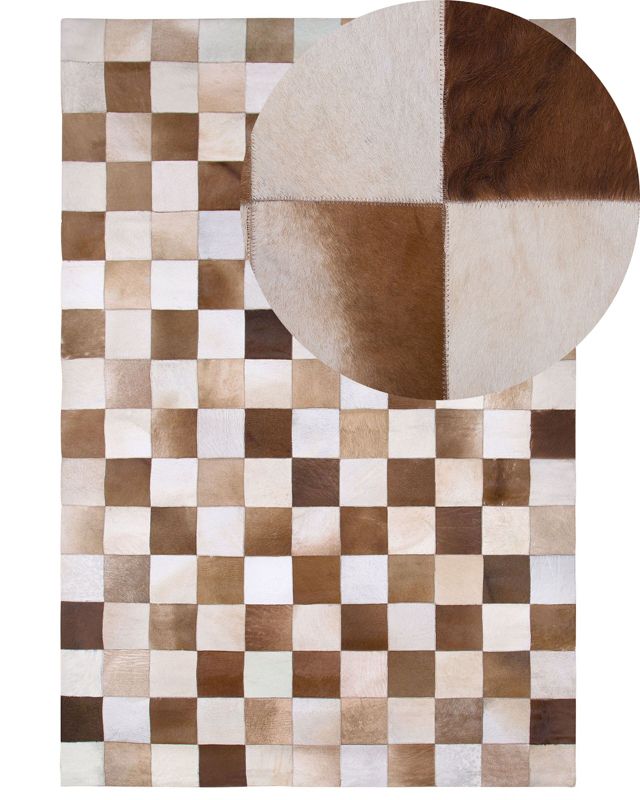 Dywan skórzany 140 x 200 cm brązowo-beżowy Solmaz 1 szt.