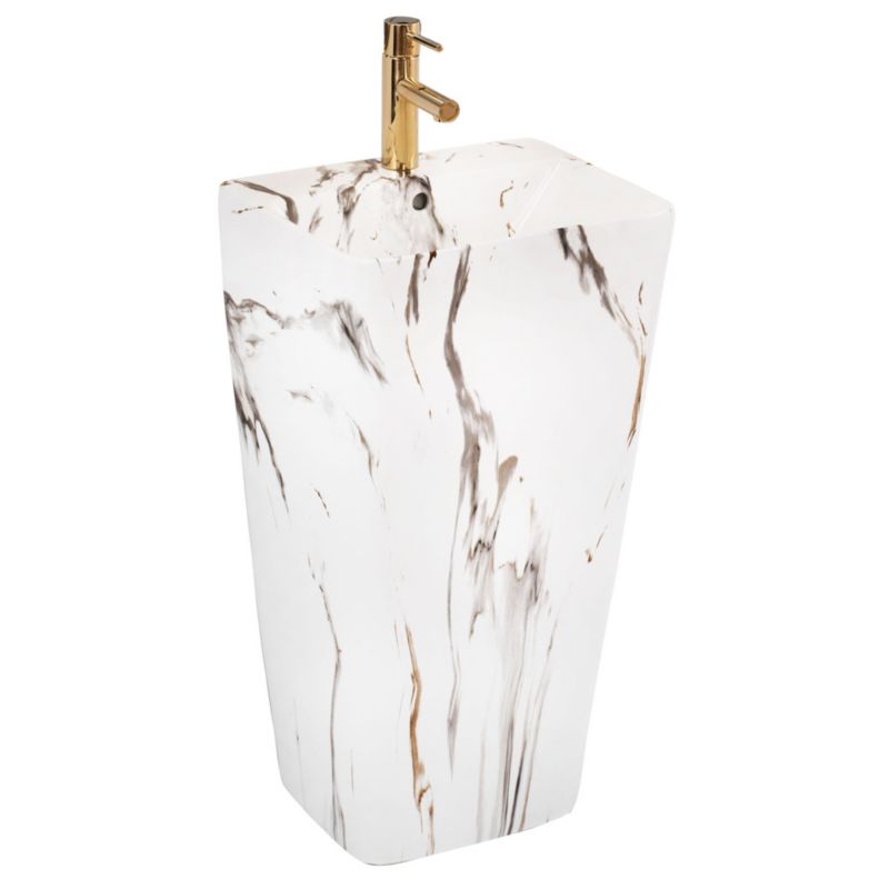 Umywalka Wolnostojąca Rea Aris Marble Okrągła Biały 44X37,5X83Cm 1 Szt