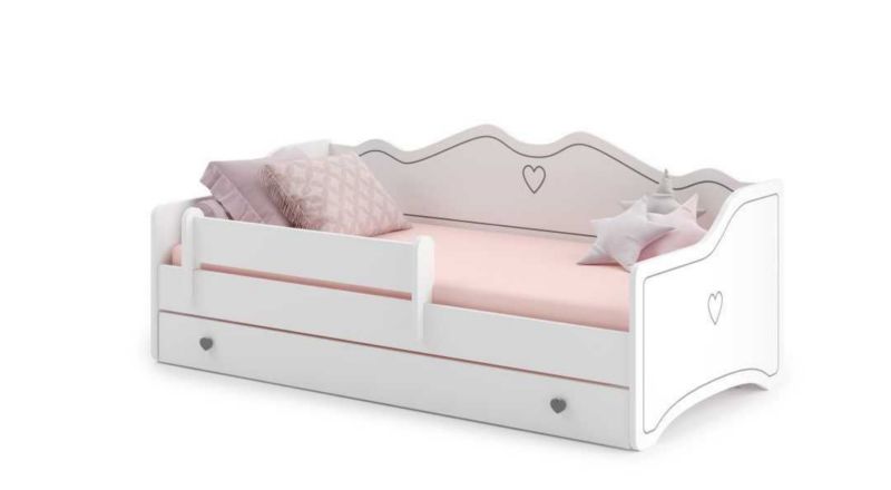 Łożko dziecięce Kobi EMMA z szufladą i barierką 180x80 szary1 szt.