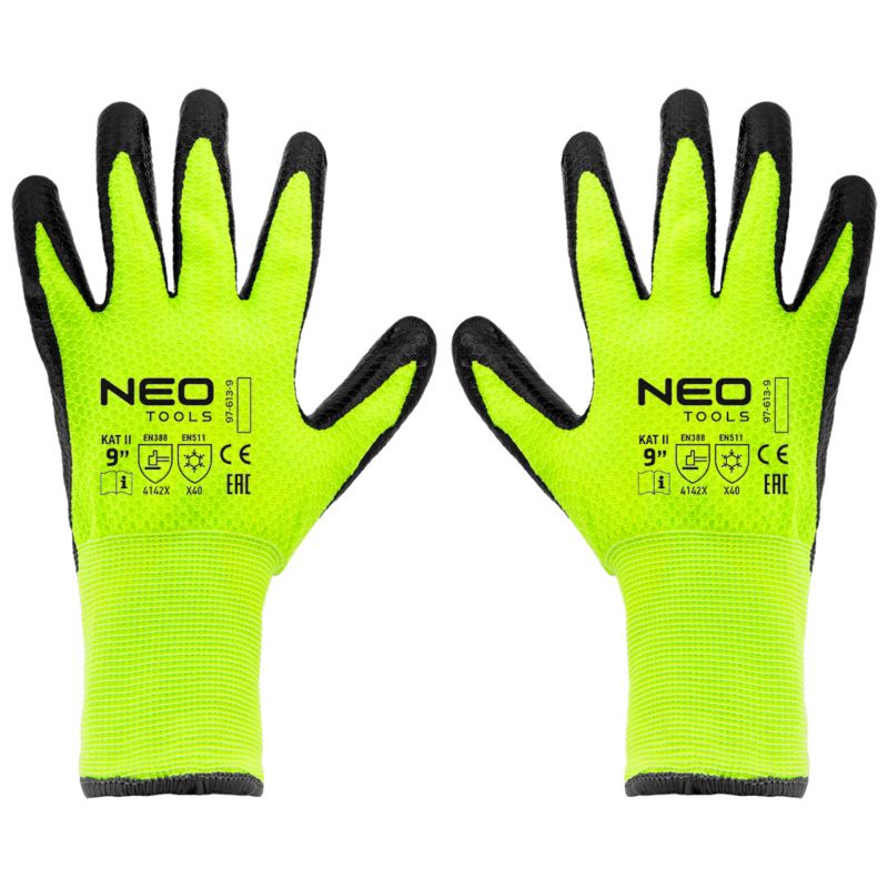 Rękawice robocze NEO TOOLS nylon powlekany lateksem rozm. 9 żółte 1 para
