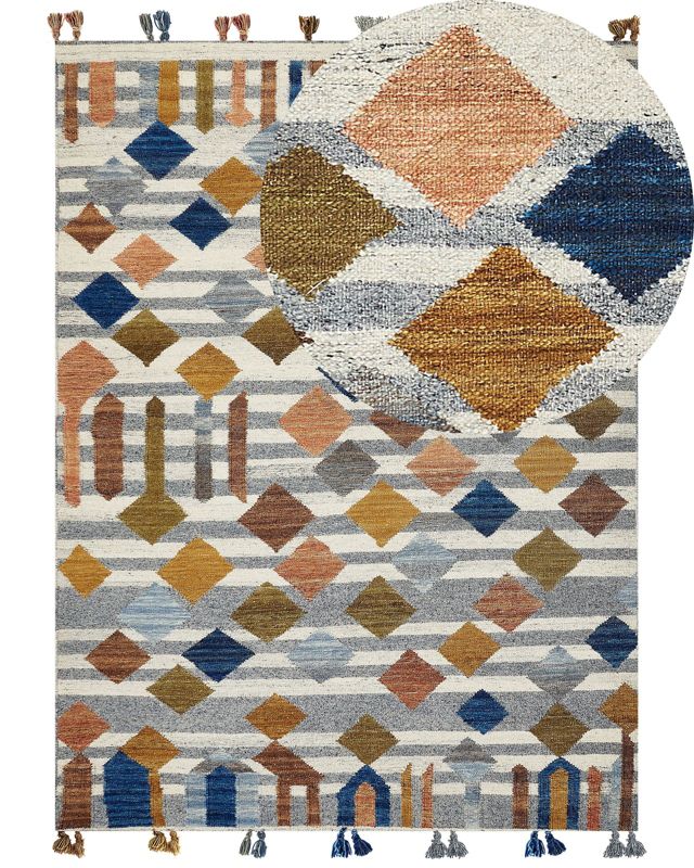 Dywan wełniany kilim 160 x 230 cm wielokolorowy Kasakh 1 szt.