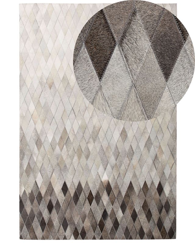 Dywan patchwork skórzany 140 x 200 cm biało-szary Maldan 1 szt.