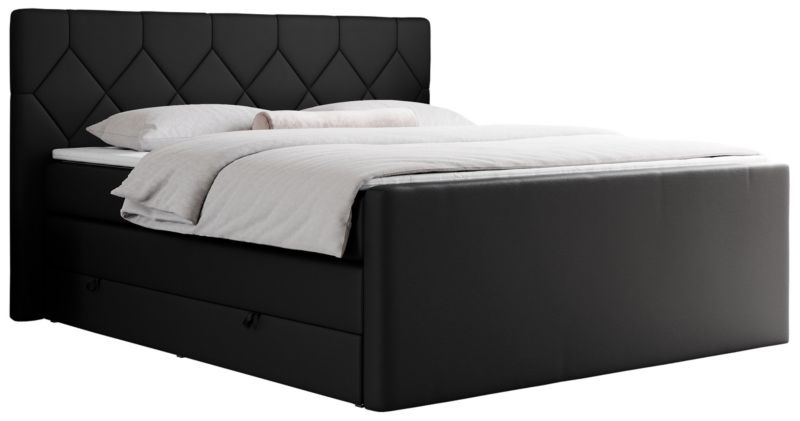 Łóżko kontynentalne MKS Meble KING EIGAR 120x200 H3 czarny ekoskóra 1szt.