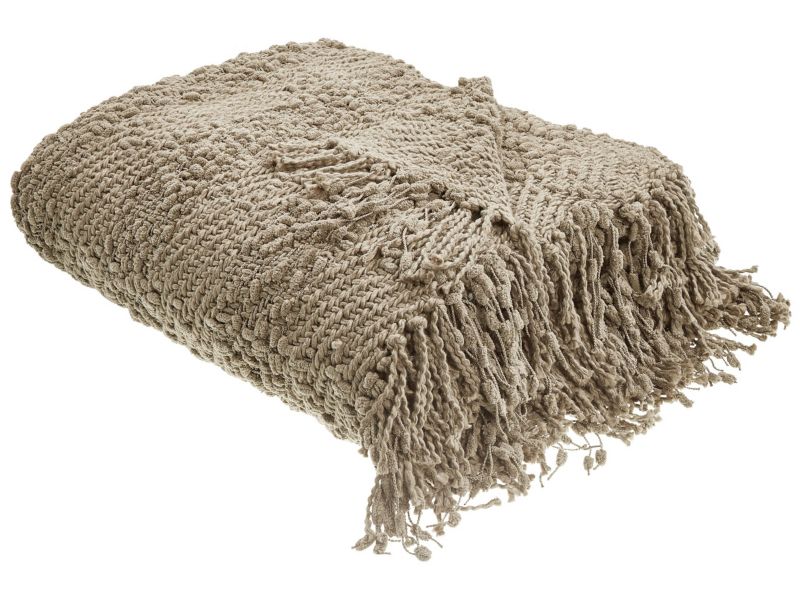 Koc Vella Bawełna 200 x 220 cm Beżowoszary 1 szt.
