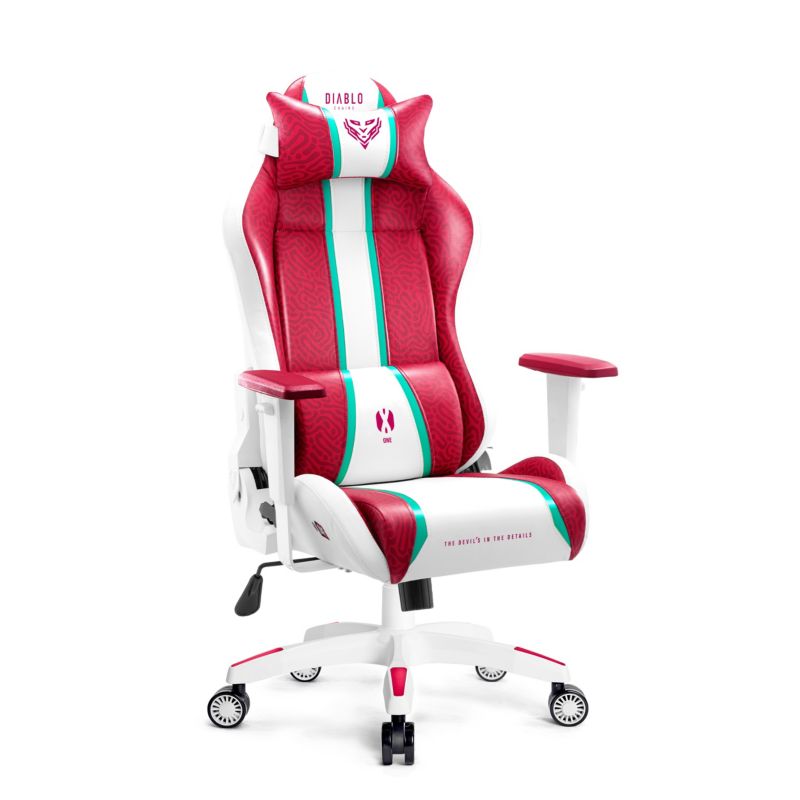 Fotel gamingowy biurowy z ekoskóry Diablo X-One 2.0 biało różowy 1 szt