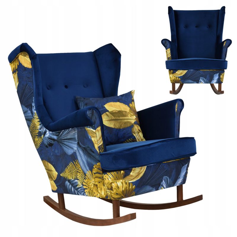 Fotel uszak Ari Print Duo bujany skandynawski Family Meble indygo 1szt