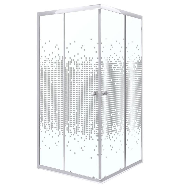 Kabina prysznicowa kwadratowa Kerra Pixel WH 90 cm biała kratka profile chrom 1 szt.