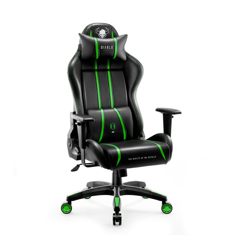 Fotel gamingowy biurowy z ekoskóry Diablo X-One 2.0 czarno zielony 1 szt