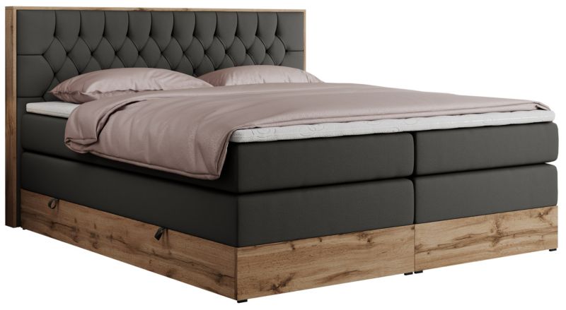 Łóżko kontynentalne MKS Meble AMORE KING 200x200 H4 ciemnoszary ekoskóra 1szt.