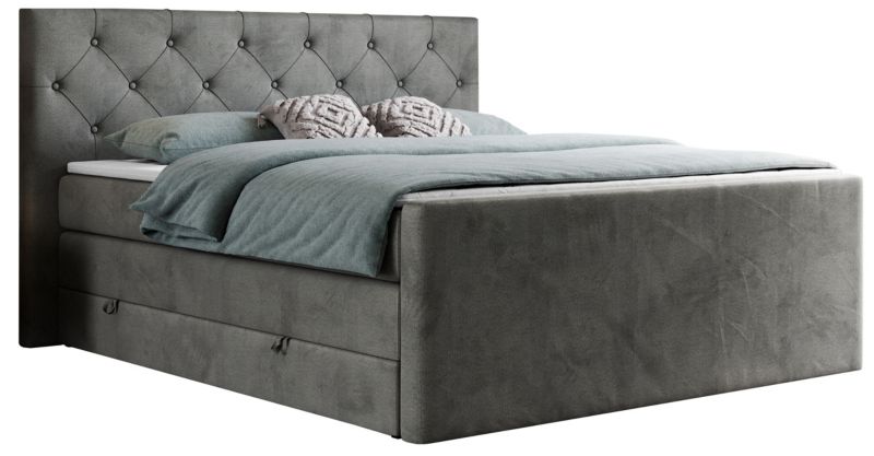 Łóżko kontynentalne MKS Meble KING VELEN 140x200 H4 ciemnoszary welwet 1szt.