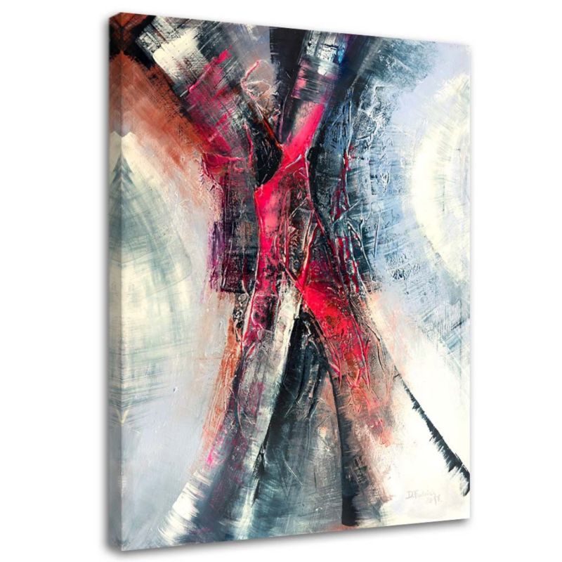 Obraz do salonu młodzieżowy Feeby Abstrakcja Czerwony Szary 40x60cm 1szt