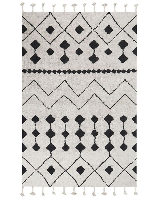 Dywan bawełniany 160 x 230 cm biało-czarny Khemisset 1 szt.