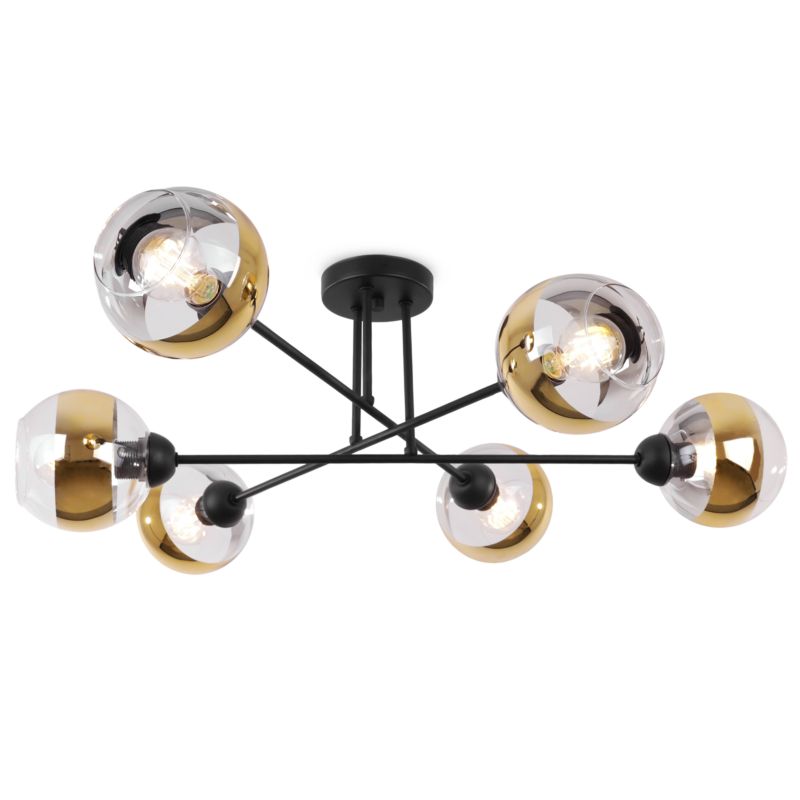 Lampa sufitowa wisząca Light Home LH Asturia 6x E27 60W czarny klosz złoty 1szt.