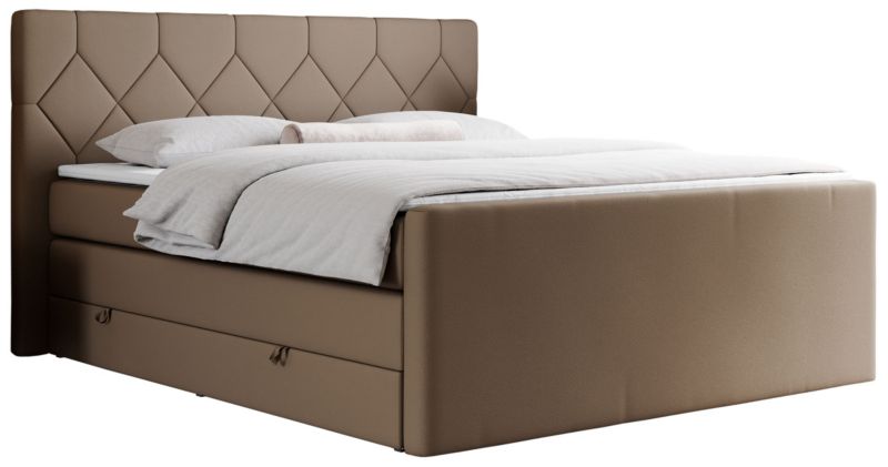 Łóżko kontynentalne MKS Meble KING EIGAR 160x200 H3 brązowy ekoskóra 1szt.
