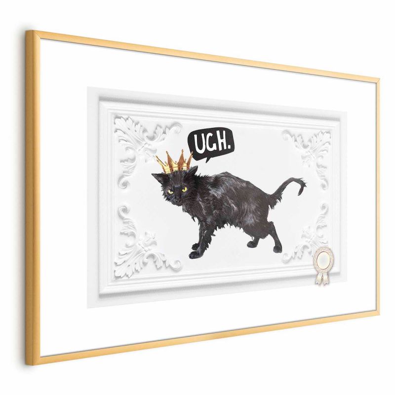 Plakat Artgeist Kot w koronie 30x21 cm z ramą złotą 1 szt