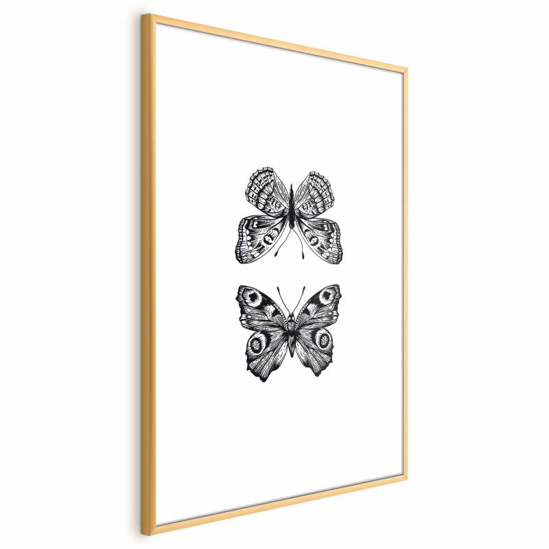 Plakat Artgeist Dwa motyle 60x90 cm z ramą złotą 1 szt