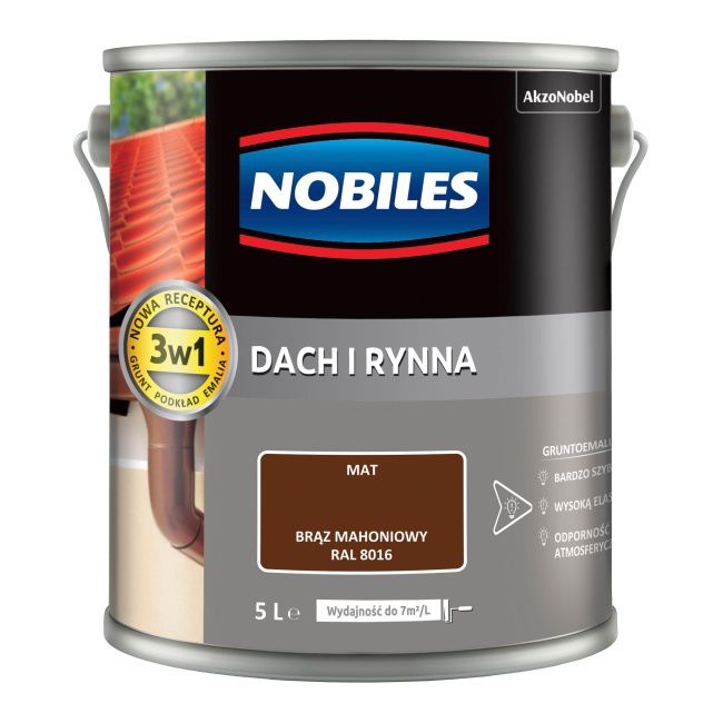Emalia Nobiles Dach i Rynna brąz mahoniowy 5 l