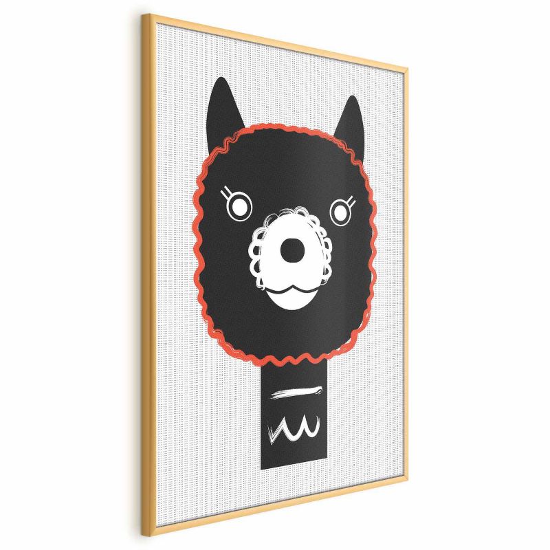 Plakat Artgeist Dekoracyjna alpaka 21x30 cm z ramą złotą 1 szt