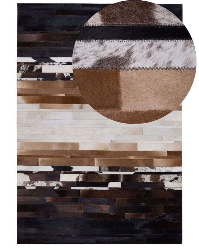 Dywan skórzany 140 x 200 cm czarno-beżowy Dalyan 1 szt.