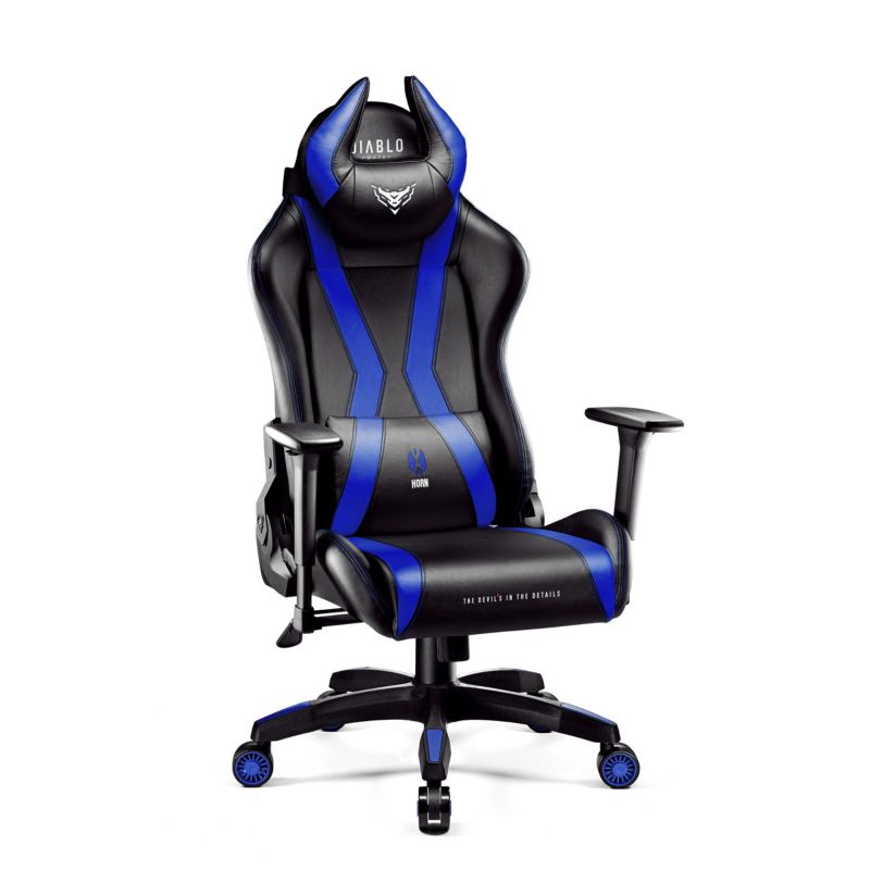 Fotel gamingowy biurowy z ekoskóry Diablo X-Horn 2.0 czarno-niebieski 1 szt