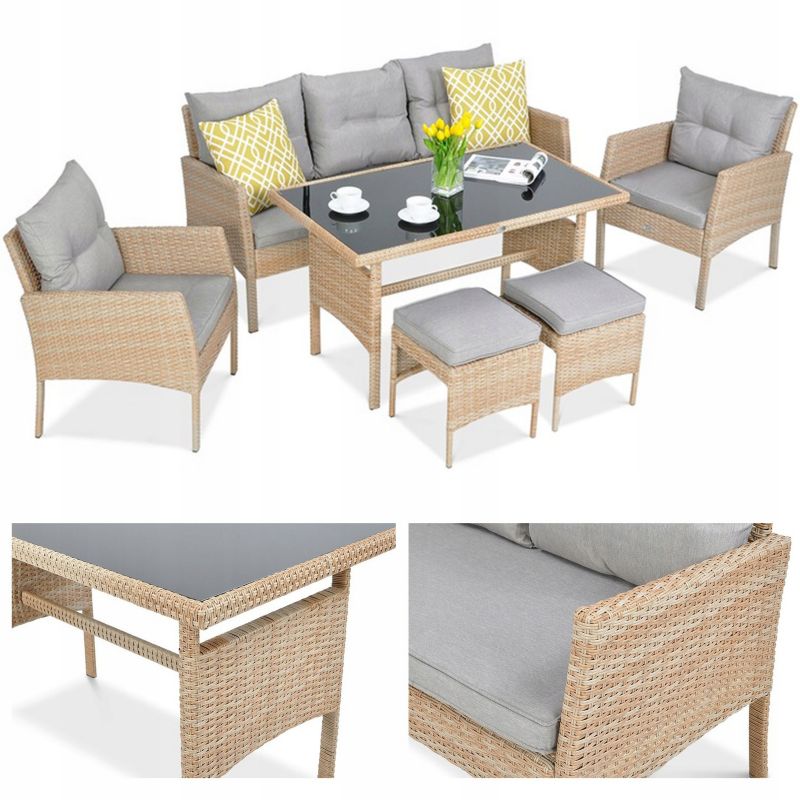 Zestaw Mebli Ogrodowych Focus Garden Wypoczynkowych Technorattan Cortina Narożnik Beige 1 szt