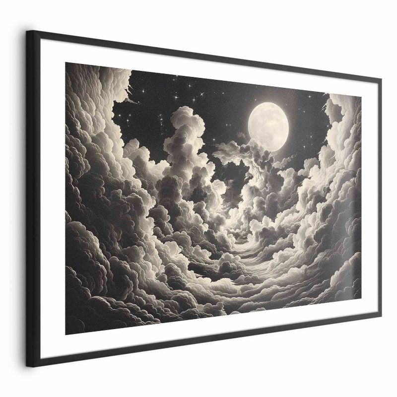 Plakat Artgeist Księżyc wśród chmur 42x29,7 cm z ramą czarną 1 szt