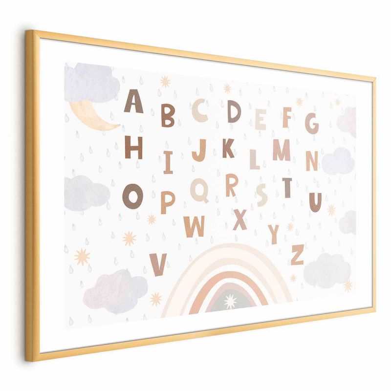 Plakat Artgeist Literki 90x60 cm z ramą złotą 1 szt