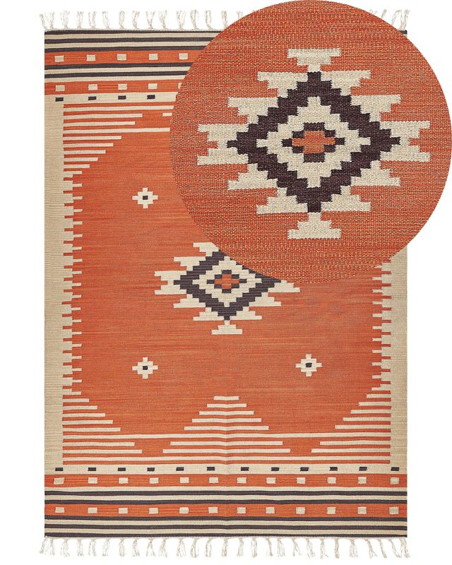 Dywan bawełniany kilim 200 x 300 cm pomarańczowy Gavar 1 szt.