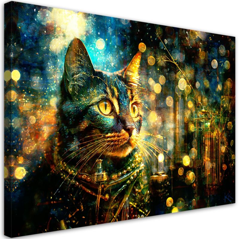 Obraz do salonu pokoju nowoczesny Feeby Kot Abstrakcja Kolorowy 100x70cm 1szt