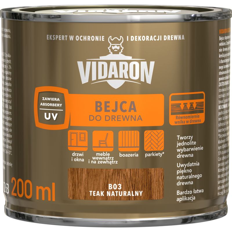 Bejca do drewna Vidaron teak naturalny 0,2 l